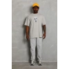 Erkek Baskılı T-Shirt Kısa Kol Bisiklet Yaka Regular Fit Rahat Kalıp Günlük Tişört - Gri