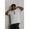 Erkek Baskılı T-Shirt Kısa Kol Bisiklet Yaka Regular Fit Rahat Kalıp Günlük Tişört - Gri