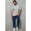 Erkek Baskılı T-Shirt Kısa Kol Bisiklet Yaka Regular Fit Rahat Kalıp Günlük Tişört - Gri