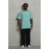 Erkek Baskılı T-Shirt Kısa Kol Bisiklet Yaka Regular Fit Rahat Kalıp Günlük Tişört - Mint Yeşili