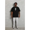 Erkek Baskılı T-Shirt Kısa Kol Bisiklet Yaka Regular Fit Rahat Kalıp Günlük Tişört - Siyah