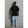 Erkek Baskılı T-Shirt Kısa Kol Bisiklet Yaka Regular Fit Rahat Kalıp Günlük Tişört - Siyah
