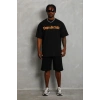 Erkek Baskılı T-Shirt Kısa Kol Bisiklet Yaka Regular Fit Rahat Kalıp Günlük Tişört - Siyah