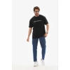 Erkek Baskılı T-Shirt Kısa Kol Bisiklet Yaka Regular Fit Rahat Kalıp Günlük Tişört - Siyah