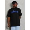 Erkek Baskılı T-Shirt Kısa Kol Bisiklet Yaka Regular Fit Rahat Kalıp Günlük Tişört - Siyah