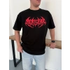 Erkek Baskılı T-Shirt Yazlık Kısa Kol Bisiklet Yaka Rahat Kalıp Tişört - Siyah