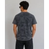 Erkek Batik Desenli Tişört Bisiklet Yaka Kısa Kol Regular Fit T-shirt - Füme