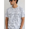 Erkek Batik Desenli Tişört Bisiklet Yaka Kısa Kol Regular Fit T-shirt - Gri