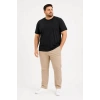 Erkek Battal Big Size Basic Tişört Bisiklet Yaka Rahat Kalıp T-Shirt - Siyah