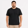 Erkek Battal Big Size Basic Tişört Bisiklet Yaka Rahat Kalıp T-Shirt - Siyah