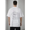 Erkek Bisiklet Yaka Baskılı Kısa Kollu Tişört Streetwear Günlük Basic Pamuklu T-shirt - Beyaz