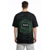 Erkek Bisiklet Yaka Baskılı Kısa Kollu Tişört Streetwear Günlük Basic Pamuklu T-shirt - Siyah