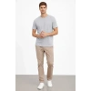Erkek Bisiklet Yaka Tişört Regular Kalıp Basic Pamuklu Günlük Kullanım T-shirt - Gri