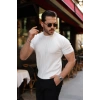 Erkek Çizgi Kabartmalı Kısa Kollu Triko Tişört