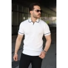 Erkek Dokulu Desen Yakalı Kısa Kollu Tişört
