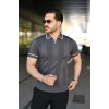 Erkek Dokulu Desen Yakalı Kısa Kollu Tişört