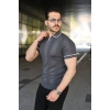 Erkek Dokulu Desen Yakalı Kısa Kollu Tişört