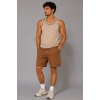 Erkek Dokuma Kumaş Cepli Bağcıklı Regular Fit Yazlık Şort - Kahverengi
