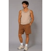 Erkek Dokuma Kumaş Cepli Bağcıklı Regular Fit Yazlık Şort - Kahverengi
