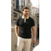Erkek Düğme Yakalı Kontrast Yaka Triko Tişört