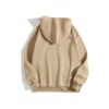 Erkek Düz Kapüşonlu Sweat - Bej