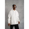 Erkek Düz Kapüşonlu Sweat - Beyaz