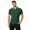 Erkek Fermuarlı Yaka Fitilli Triko Kısa Kollu Regular Fit Tişört T-shirt - Yeşil