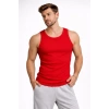 Erkek Fitilli Atlet Sıfır Yaka Slim Fit Arka Baskılı Spor Atlet - Kırmızı