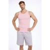 Erkek Fitilli Atlet Sıfır Yaka Slim Fit Arka Baskılı Spor Atlet - Pembe