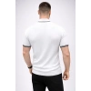 Erkek Fitilli Triko Dokuma Kısa Kol Tişört Yarım Boğaz Modern Yazlık T-Shirt - Beyaz