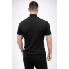 Erkek Fitilli Triko Dokuma Kısa Kol Tişört Yarım Boğaz Modern Yazlık T-Shirt - Siyah