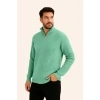 Erkek Fitilli Triko Kazak 3’lü Set – Mint Yeşili, Siyah, Bej Kalın Dokuma Pamuklu Regular Fit V Yaka Fermuarlı Uzun Kollu Rahat Kışlık Kazak Kombini