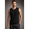 Erkek Flamlı Kumaş Sıfır Kolsuz Atlet Basic Spor Üst, Günlük Ve Fitness Kullanımına Uygun - Siyah