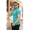 Erkek Hakim Yaka Dokuma Pamuklu Kumaş Kısa Kollu Tişört