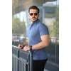 Erkek Hakim Yaka Dokuma Pamuklu Kumaş Kısa Kollu Tişört