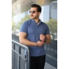 Erkek Hakim Yaka Dokuma Pamuklu Kumaş Kısa Kollu Tişört