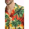 Erkek Hawaii Tarz Tropikal Palmiye Desenli Kısa Kol Gömlek Rahat Kalıp Yazlık - Desenli