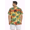 Erkek Hawaii Tarz Tropikal Palmiye Desenli Kısa Kol Gömlek Rahat Kalıp Yazlık - Desenli