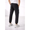 Erkek Jogger Eşofman Altı Regular Fit , Kargo Cepli, Lastikli Paça, Günlük Spor Pantolon - Füme