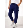 Erkek Jogger Eşofman Altı Regular Fit , Kargo Cepli, Lastikli Paça, Günlük Spor Pantolon - Lacivert