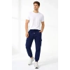 Erkek Jogger Eşofman Altı Regular Fit , Kargo Cepli, Lastikli Paça, Günlük Spor Pantolon - Lacivert