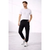 Erkek Jogger Eşofman Altı Regular Fit , Kargo Cepli, Lastikli Paça, Günlük Spor Pantolon - Siyah