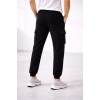 Erkek Jogger Eşofman Altı Regular Fit , Kargo Cepli, Lastikli Paça, Günlük Spor Pantolon - Siyah