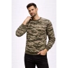Erkek Kamuflaj Desenli 2 İplik 4 Mevsim Uzun Kollu Bisiklet Yaka Sweatshirt - Kamuflaj