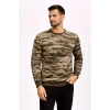 Erkek Kamuflaj Desenli 2 İplik 4 Mevsim Uzun Kollu Bisiklet Yaka Sweatshirt - Kamuflaj