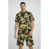 Erkek Kamuflaj Desenli Tişört Şort Takım – Regular Fit Günlük Spor 2’li Yazlık Kombin - Kamuflaj