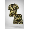 Erkek Kamuflaj Desenli Tişört Şort Takım – Regular Fit Günlük Spor 2’li Yazlık Kombin - Kamuflaj