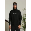 Erkek Kapşonlu Sweatshirt – Oversize Üç İplik Şardonlu Hoodie, “Other Lives” Ön - Arka Baskılı, Kanguru Cepli, Kışlık Rahat Günlük Stil - Siyah
