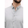 Erkek KETEN Kumaş Oversize Uzun Kollu Rahat Kalıp Gömlek - Boyalı Gri