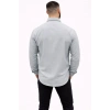 Erkek KETEN Kumaş Oversize Uzun Kollu Rahat Kalıp Gömlek - Boyalı Gri